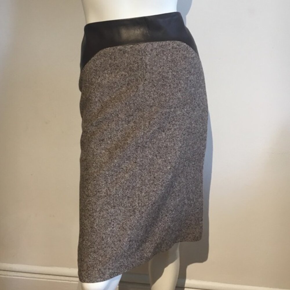 Ulla Johnson Beautifully Tweed Luxe Silk Wool Leather Blend Pencil Skirt Sz 6